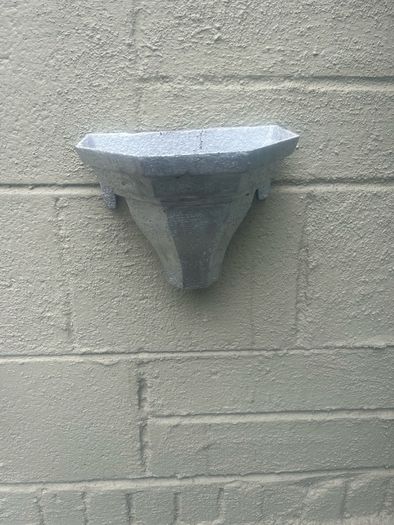 3 water hoppers converted to plant holders. With drainage