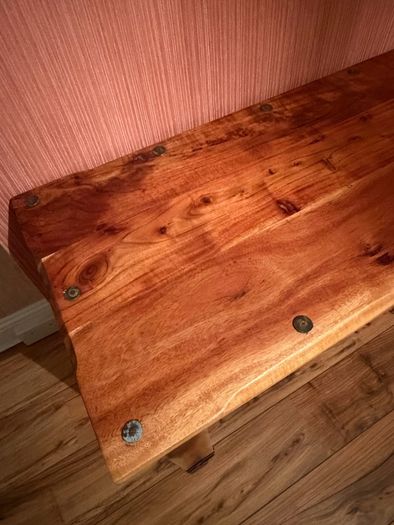 Rustic wooden console table - solid timber with metal details