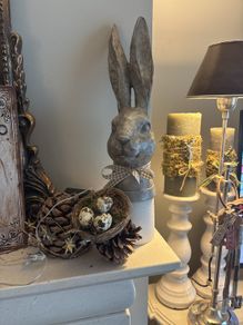 Rabbit nest and vintage metal print