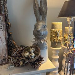 Rabbit nest and vintage metal print