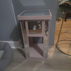 pink mirrored bedside table/locker