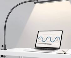 LED Desk Lamp with Clamp, Eye Caring Reading Lamp with USB Adapter, 5 Color Modes, 10 Brightness, Long Flexible Gooseneck Daylight Light, Architect Task Lamp, Clip on Lamps for Home Office (FREE POSTAGE)