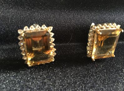 Sterling silver, citrine and white topaz earrings