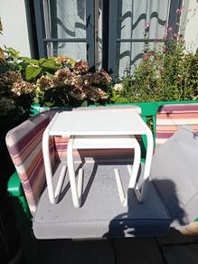 Vintage white metal nesting tables - pair