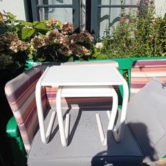 Vintage white metal nesting tables - pair