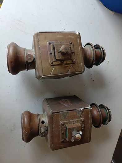 Pair antique Bleriot Car Lamps