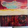 The View 30.5 X 30.5 Cms Oil On Board Composition Abstraite Multicolore Image 4
