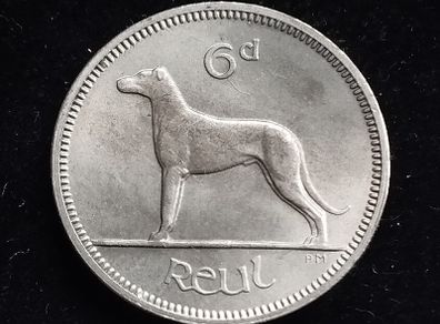 Ireland - 1966 - 6 Pence - Wolfhound - KM.13a - UNC - [263]