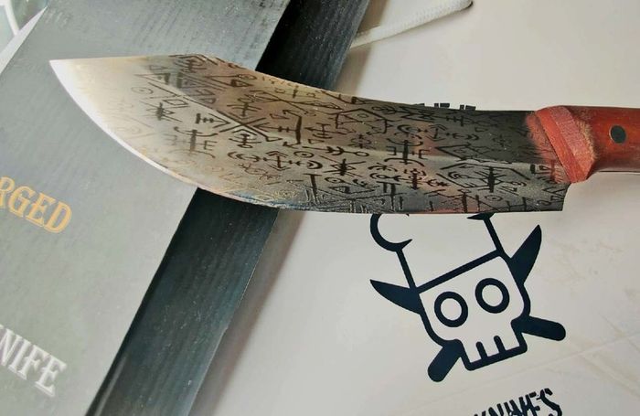 Kitchen Knife Persian style with Engraved viking symbols by Di'Casteel