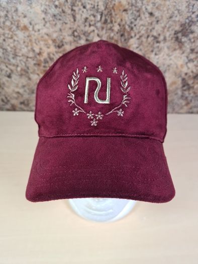 River Island velvet baseball cap hat womens girls burgundy gold
