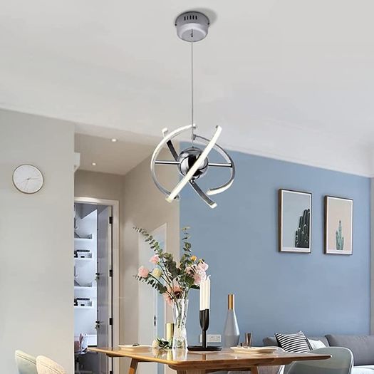 Modern Living Room LED Pendant Lights,Creative Adjustable Kitchen Light Fixture,26W Globe Chrome Ceiling Chandelier for Dining Room,Bedroom