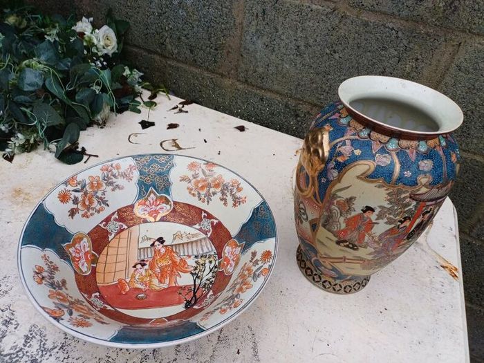 Antique Japanese Bowl & Vase