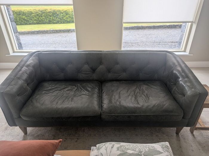 2 seater & 3/4 seater leather couch sofa