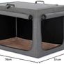 Portable Dog Crate with Thicken Mat, Adjustable Fabric Sleeve, Breathable Mesh Doors, Collapsible Dog Crate 76 cm L x 50 cm W x 49 cm H Grey Image 2