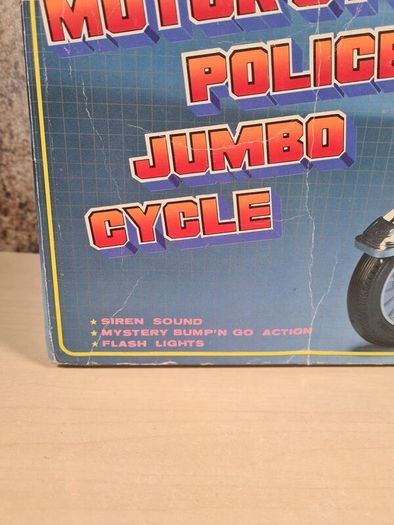 Vintage Son Ai Toys Motorcycle Police Jumbo Cycle Lights And Sounds 1984 Boxed Toy Collectable