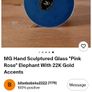 M&G Hand Sculptured Glass Elephant With 22K Gold Accents Image 8