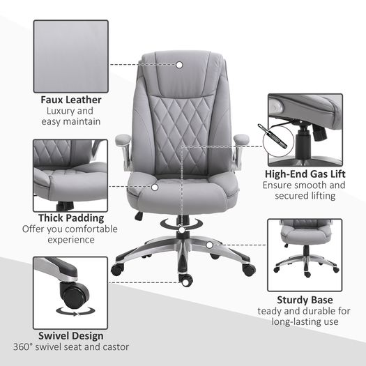 High Back Executive Office Chair, Height Adjustable PU Leather Ergonomic Chair