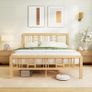 Wooden Double Bed Frame with Headboard - Bamboo Wood Bed Frames with Metal Slats Support and Underbed Storage, Easy to Install, Noise Free, Sturdy, 30.5 cm High Image 3