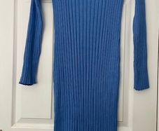 Monki Blue Ribbed Knit Midi Dress - New with Tags - Size M
