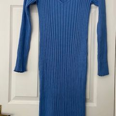 Monki Blue Ribbed Knit Midi Dress - New with Tags - Size M