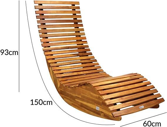 Garden Lounger  Swing Lounger FSC Certified Acacia Wood Ergonomic Pre-Assembled Slats Rocker Function Garden Lounger Sun Lounger Sauna Lounger, brown