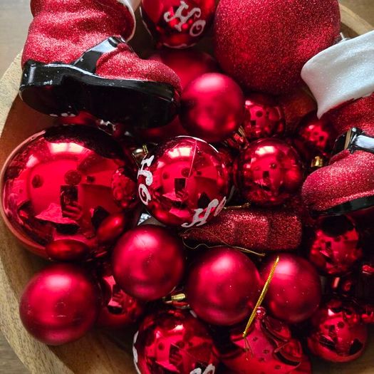 43 Red Christmas baubles
