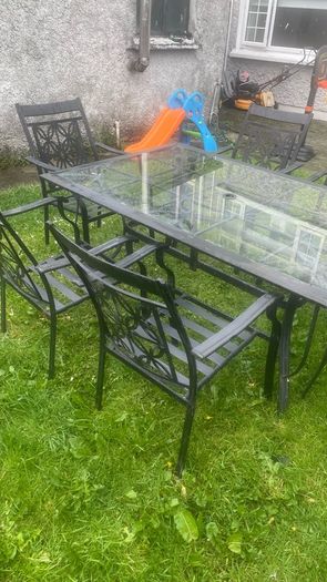 Cast iron table and chairs