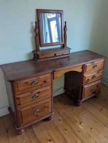 Pine Dresser/Dressing Table, Mirror, Drawers