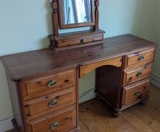 Pine Dresser/Dressing Table, Mirror, Drawers