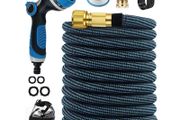 Garden Hose Pipe with 10 Function Nozzle - Upgraded 3-Layer Latex No-Kink Flexible Water Hose with 1/2" 3/4" Connectors, Expanding Water Hose for Gardening, Washing &amp; Cleaning