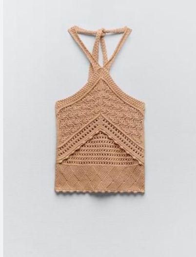 Zara tan crochet top