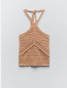 Zara tan crochet top