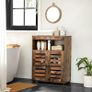 _Bathroom cabinet, bathroom cabinet, 60 x 30 x 80 cm, storage cabinet, lamellar doors, open compartment, adjustable shelf level, vintage brown Image 2