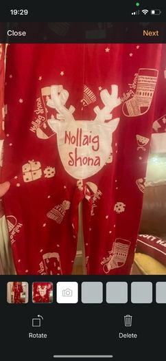 Leigh tucker Christmas nollaig Shona onesie all in one pyjamas