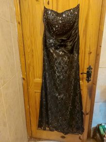 Dynasty London boutique label debs/evening gown black lace and sequin free postage