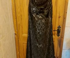 Dynasty London boutique label debs/evening gown black lace and sequin free postage