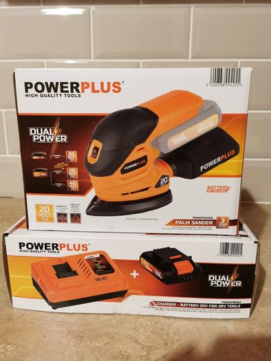 Palm Sander Powerplus + Charger + Battery 20v 2.0ah Cordless Power Tool Woodworking