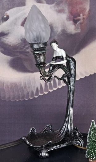 Floral Art Nouveau Table Lamp Glamorous Table Lamp Art Nouveau Woman Sculpture Vintage