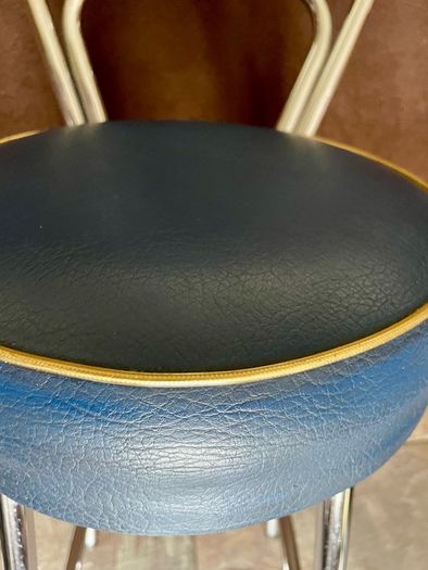 Mid 1959s Art Deco Inspired Chrome Bar Stool with Original Seat Top