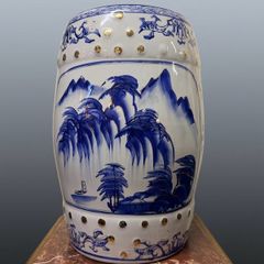 Vintage Chinese Porcelain Garden Stool Handpainted Ceramic