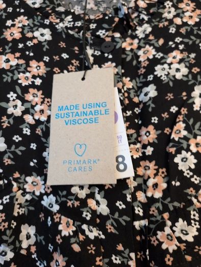 Primark Sustainable  Viscose Black Dress With A Small  Flower Pattern.Size 18.  B.N.W.T.
