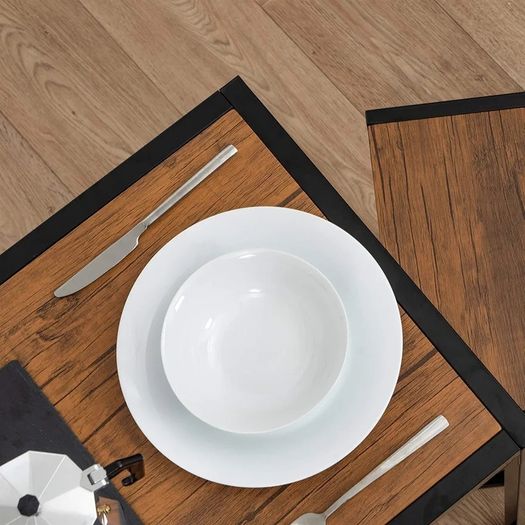 Brown & Black 2 Seater Compact Dining Set - 2 Chairs and Table - Two Person Kitchen Dinner Small Space Saving Wood Contemporary Finish