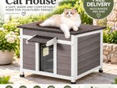 Outdoor Cat House Weatherproof Wooden Cat Shelter with Window and Openable Roof