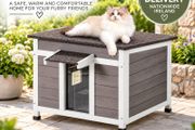 Outdoor Cat House Weatherproof Wooden Cat Shelter with Window and Openable Roof