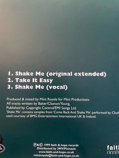 Mint Royale - Shake Me - 12" Vinyl Single - 1999 Faith & Hope Records