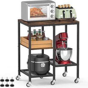 Kitchen Microwave Cart,Microwave Stand with Wheels,Coffee Bar Table Station,4-Tier Rolling Baker's Rack,Small Appliance Storage Shelf,Utility Side Table for Kitchen,Living Room (Rustic Brown)