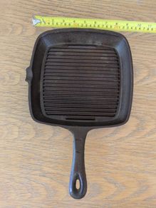 Square Cast Iron Ribbed Skillet