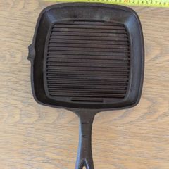 Square Cast Iron Ribbed Skillet