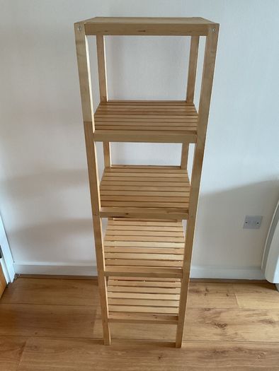 4 Tier Wooden bathroom shelving unit 37x37x139cm