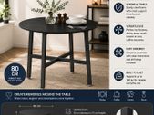 Round Black Dining Table Modern Industrial Kitchen & Dining Room Table 80cm